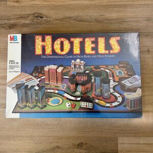 Vintage 80s Sealed Hotels Milton Bradley Board Game Family Fun Collectible Retro
